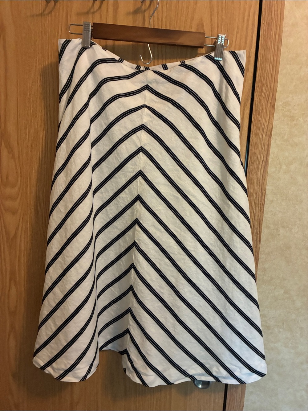 Talbots White and black Chevron A-Line Skirt